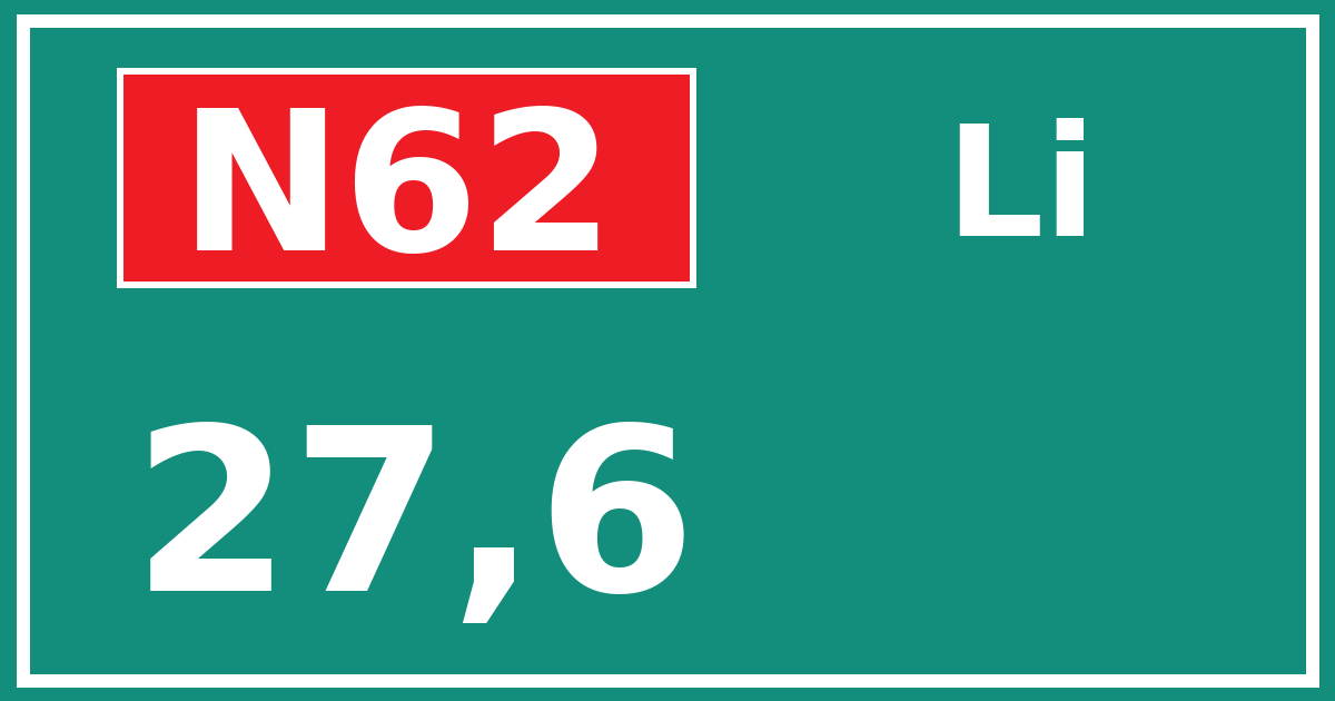 Hectometerbord N62 27,6 zijde Li