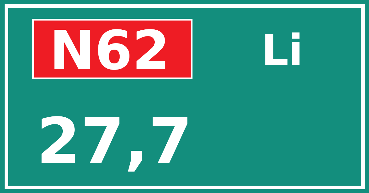 Hectometerbord N62 27,7 zijde Li