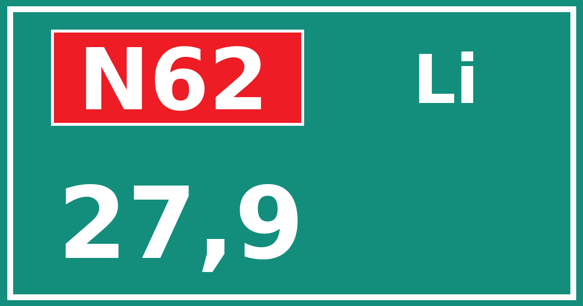 Hectometerbord N62 27,9 zijde Li