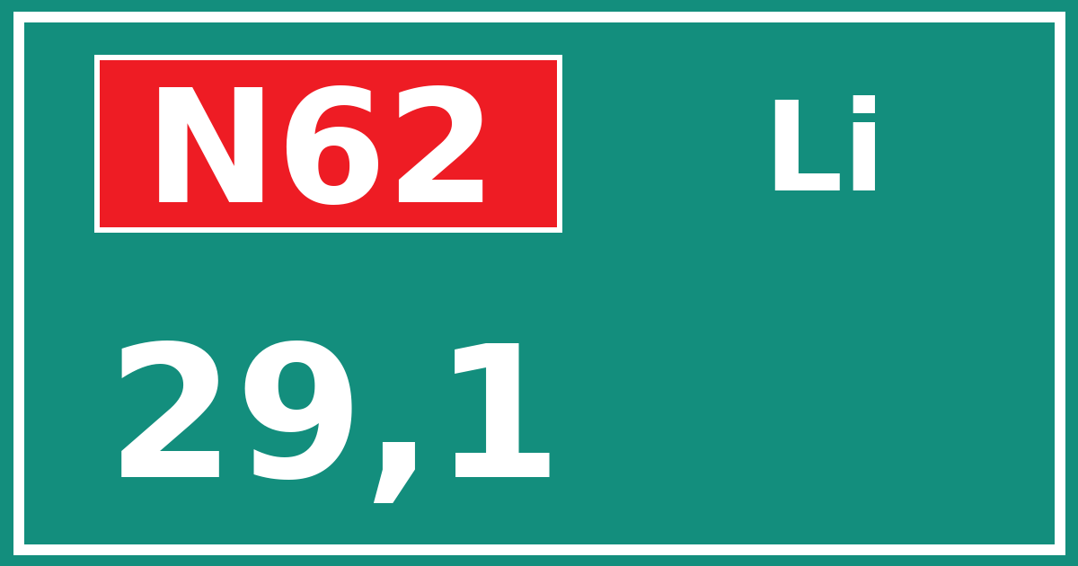 Hectometerbord N62 29,1 zijde Li