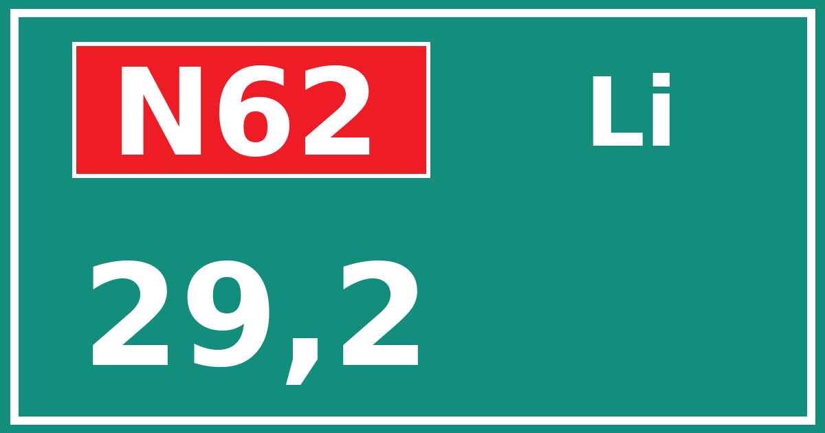 Hectometerbord N62 29,2 zijde Li