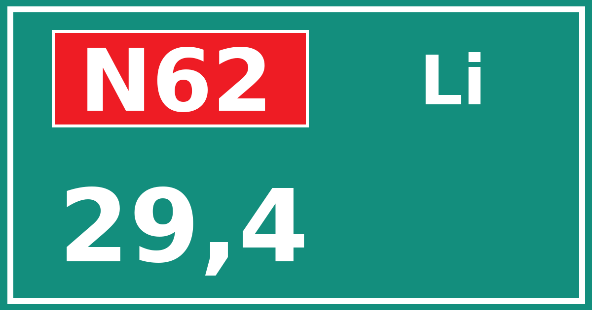 Hectometerbord N62 29,4 zijde Li