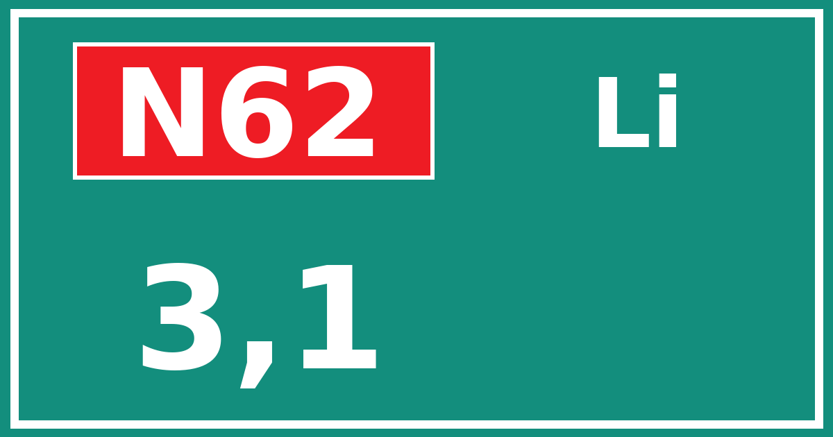 Hectometerbord N62 3,1 zijde Li