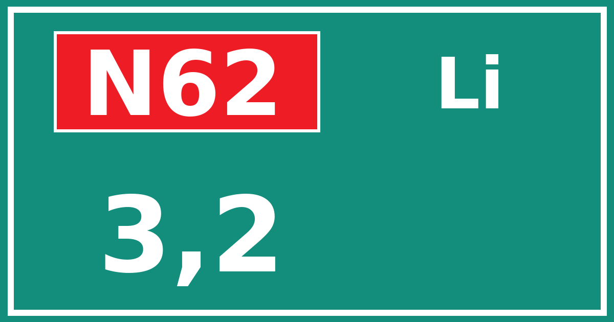 Hectometerbord N62 3,2 zijde Li