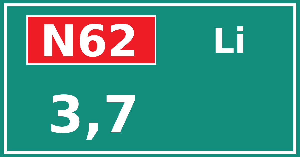 Hectometerbord N62 3,7 zijde Li