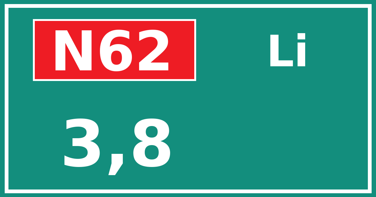 Hectometerbord N62 3,8 zijde Li