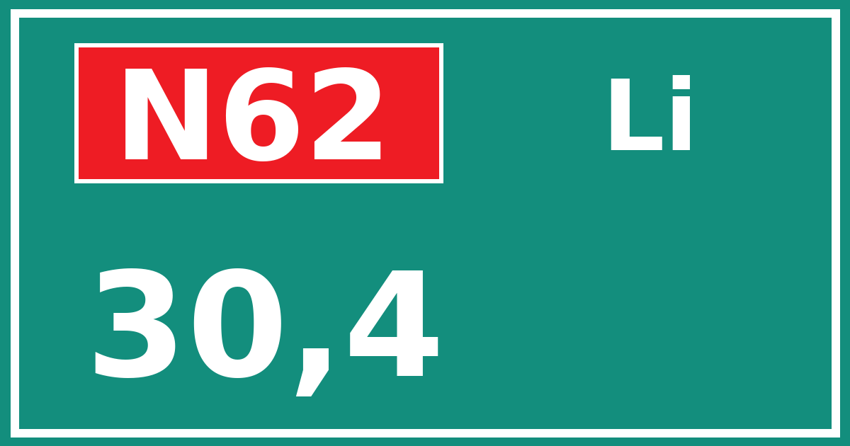 Hectometerbord N62 30,4 zijde Li