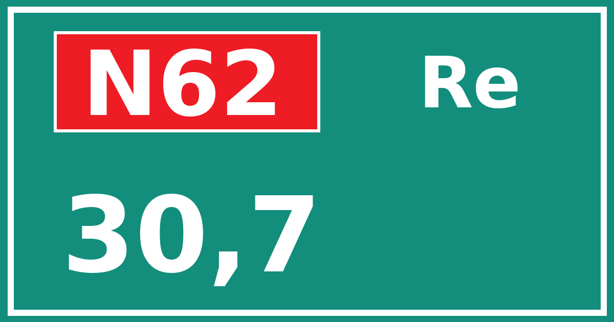 Hectometerbord N62 30,7 zijde Re