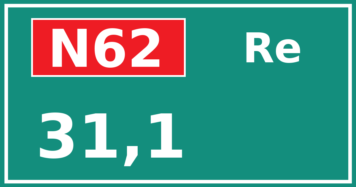 Hectometerbord N62 31,1 zijde Re