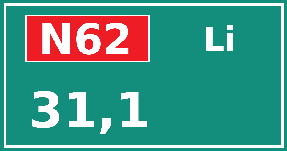 Hectometerbord N62 31,1 zijde Li