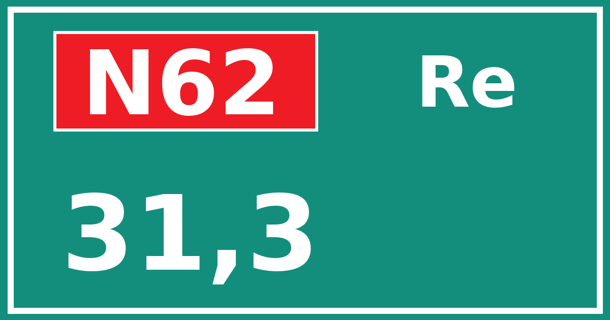 Hectometerbord N62 31,3 zijde Re