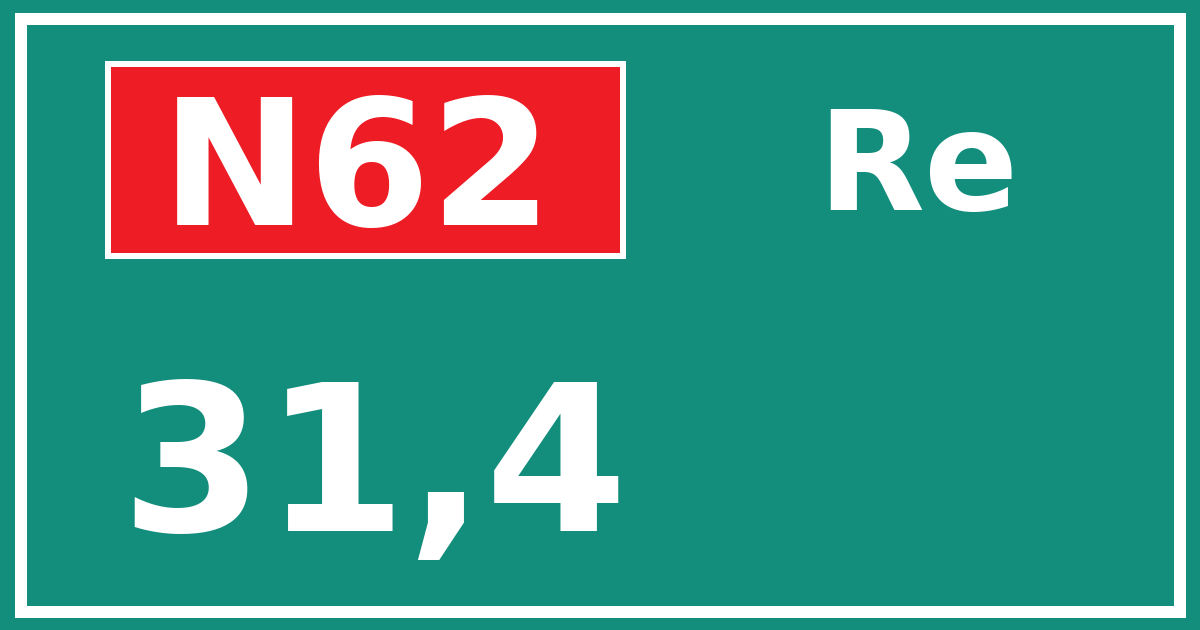 Hectometerbord N62 31,4 zijde Re