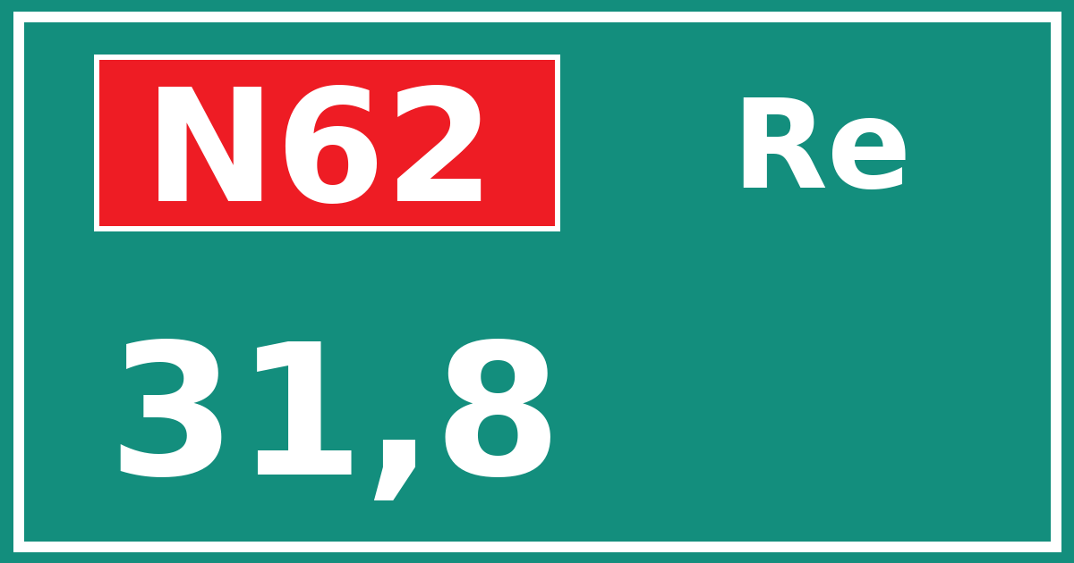 Hectometerbord N62 31,8 zijde Re