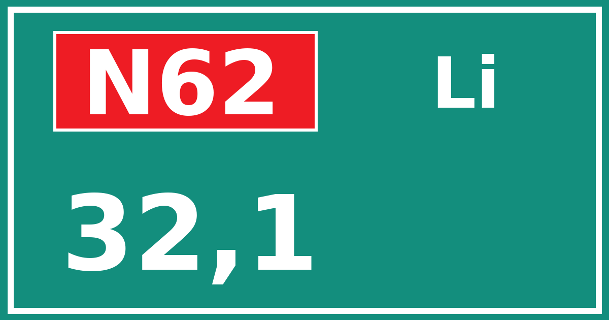Hectometerbord N62 32,1 zijde Li