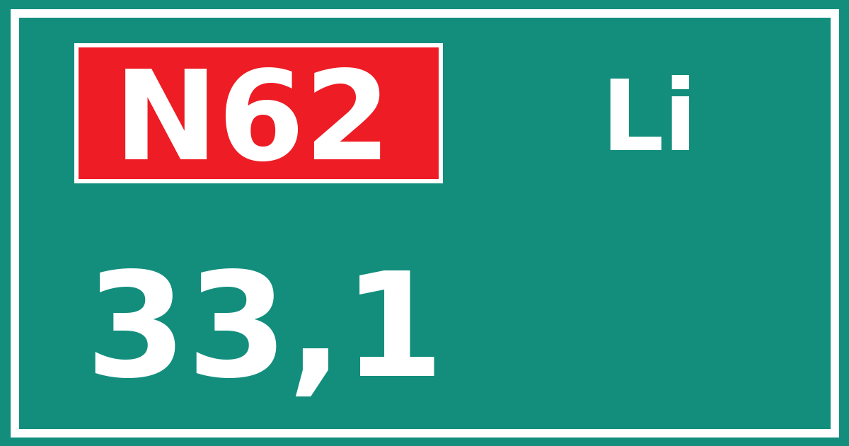 Hectometerbord N62 33,1 zijde Li