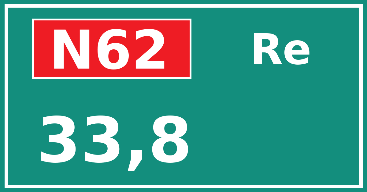 Hectometerbord N62 33,8 zijde Re
