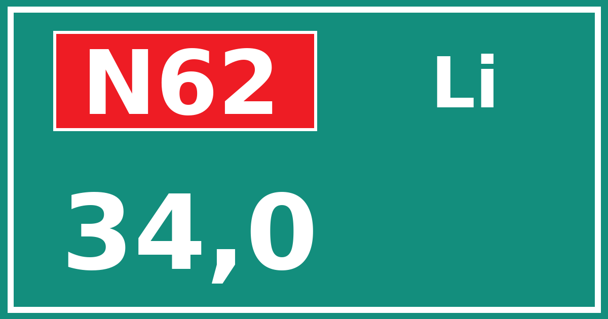 Hectometerbord N62 34,0 zijde Li