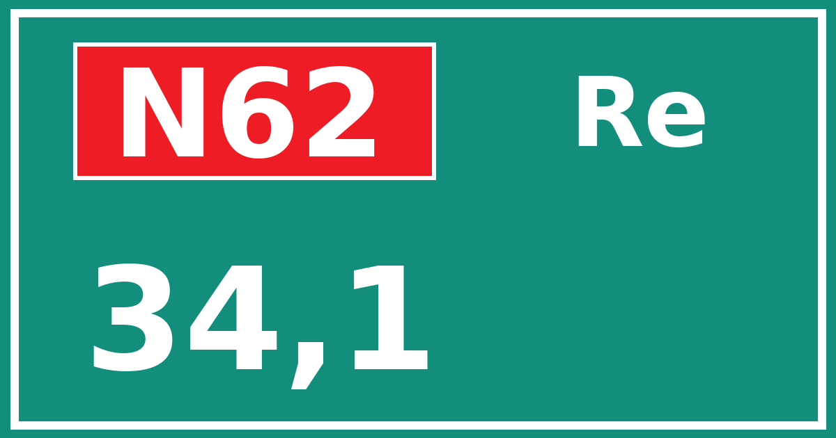 Hectometerbord N62 34,1 zijde Re