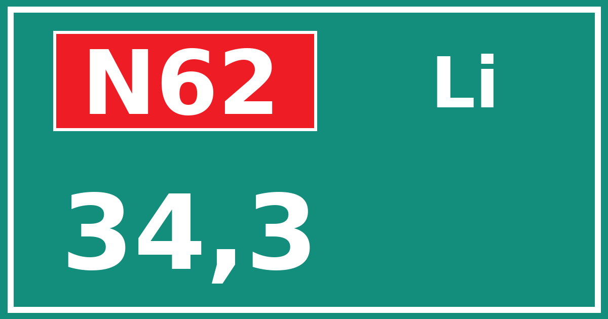 Hectometerbord N62 34,3 zijde Li