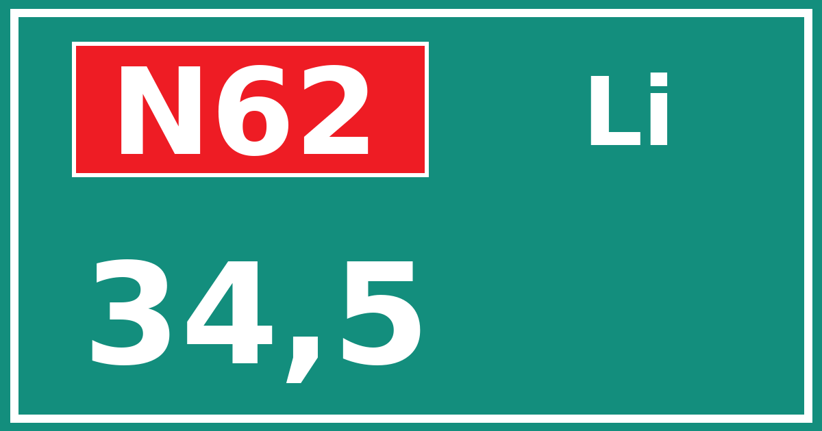 Hectometerbord N62 34,5 zijde Li