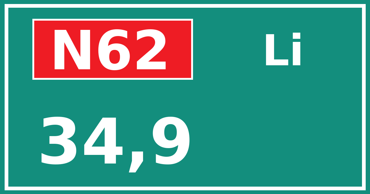 Hectometerbord N62 34,9 zijde Li