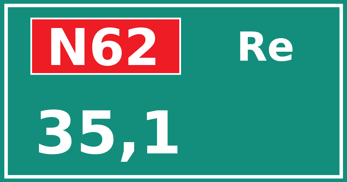 Hectometerbord N62 35,1 zijde Re