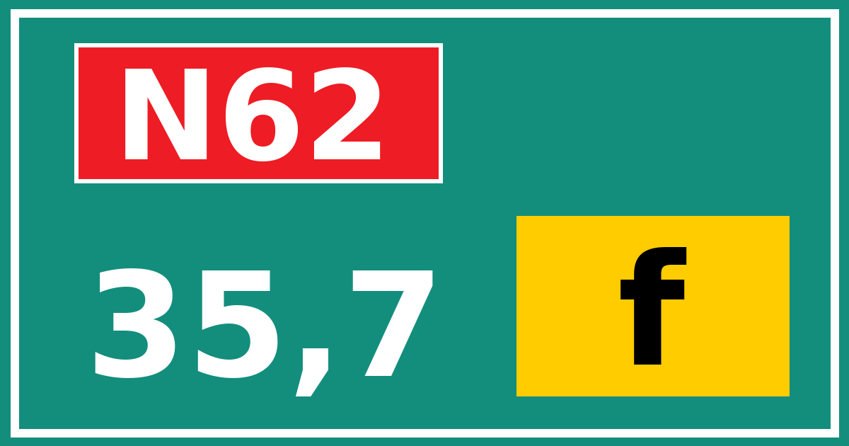 Hectometerbord N62 35,7 letter f