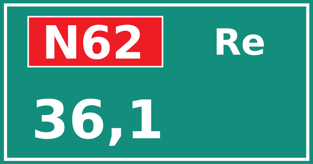 Hectometerbord N62 36,1 zijde Re