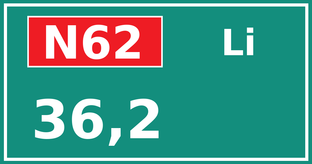 Hectometerbord N62 36,2 zijde Li