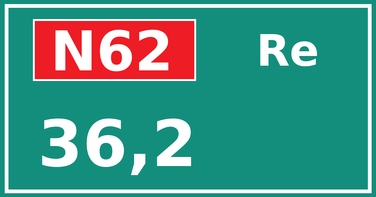 Hectometerbord N62 36,2 zijde Re
