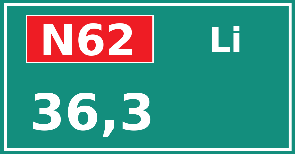 Hectometerbord N62 36,3 zijde Li