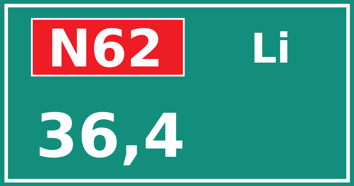 Hectometerbord N62 36,4 zijde Li