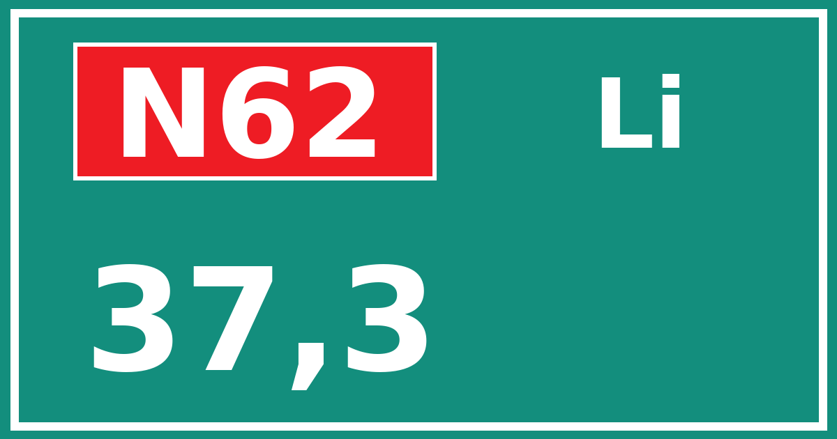 Hectometerbord N62 37,3 zijde Li
