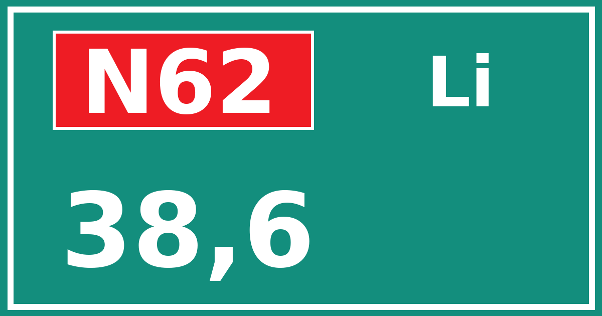 Hectometerbord N62 38,6 zijde Li