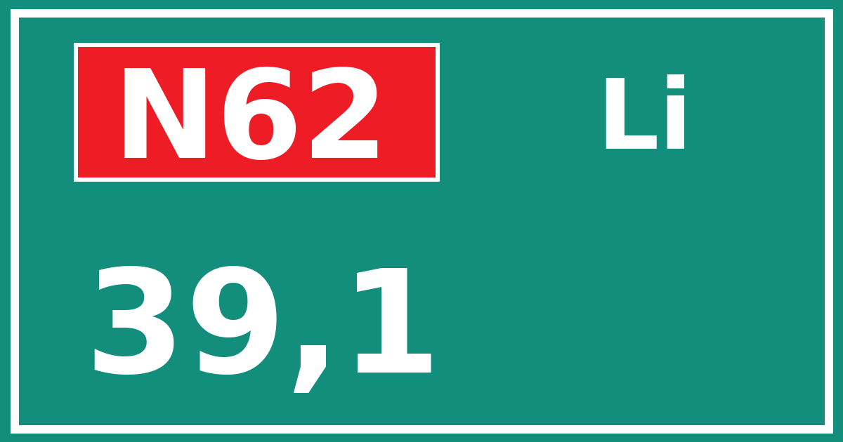 Hectometerbord N62 39,1 zijde Li