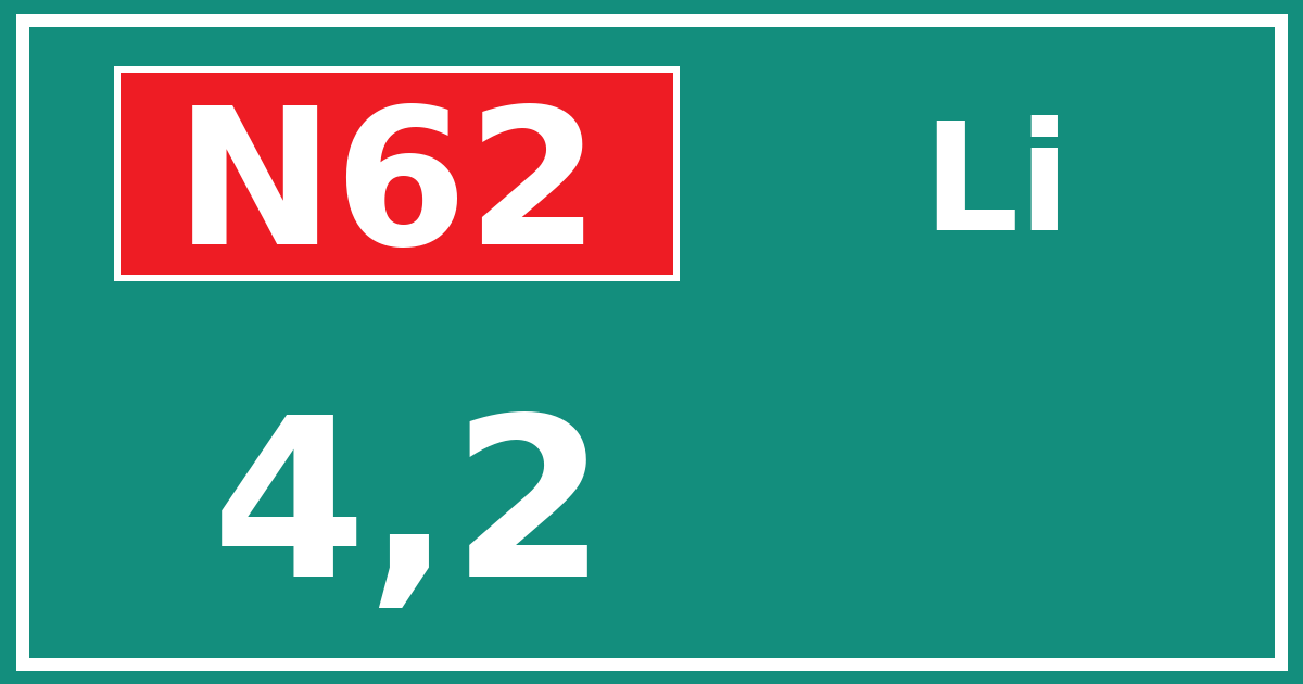Hectometerbord N62 4,2 zijde Li