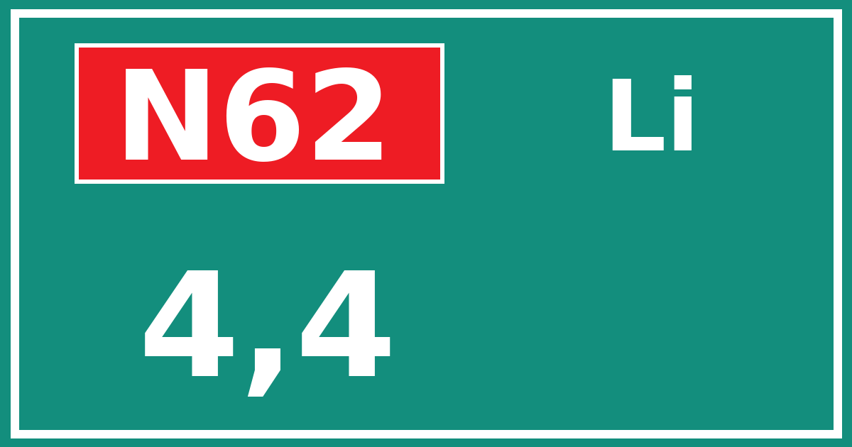 Hectometerbord N62 4,4 zijde Li
