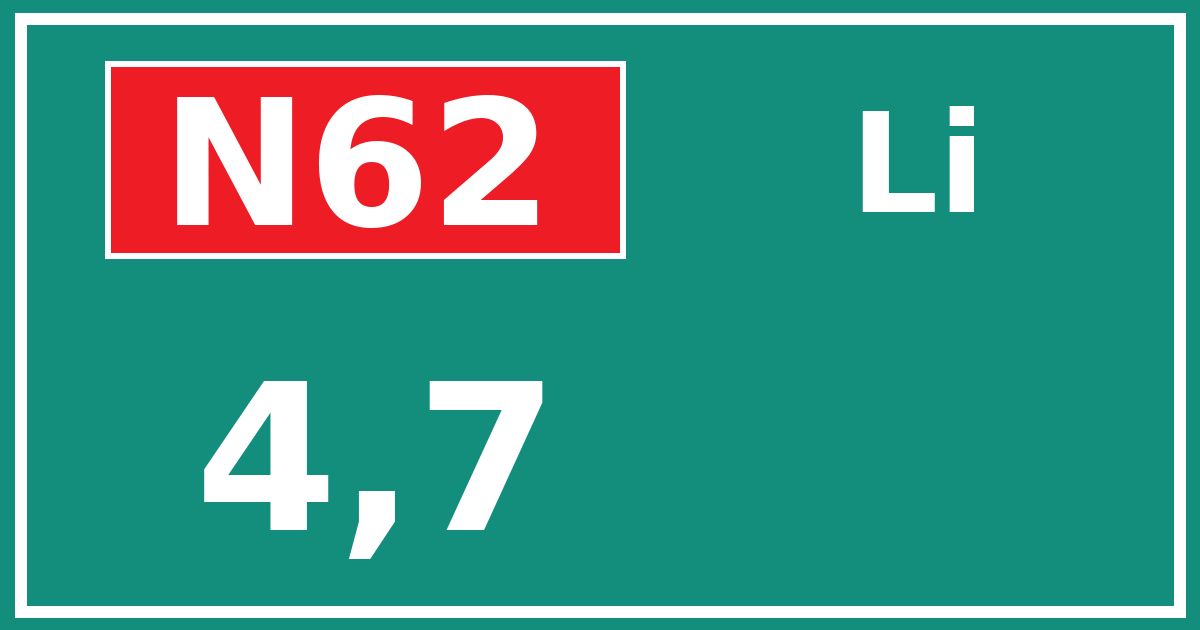 Hectometerbord N62 4,7 zijde Li