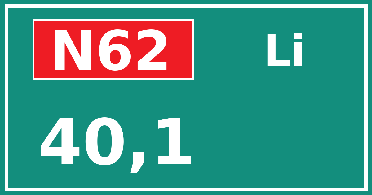 Hectometerbord N62 40,1 zijde Li