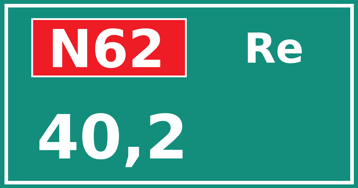 Hectometerbord N62 40,2 zijde Re