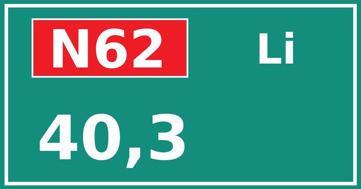 Hectometerbord N62 40,3 zijde Li