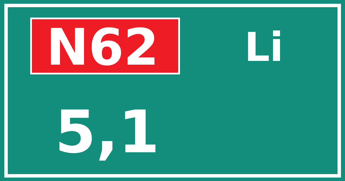Hectometerbord N62 5,1 zijde Li