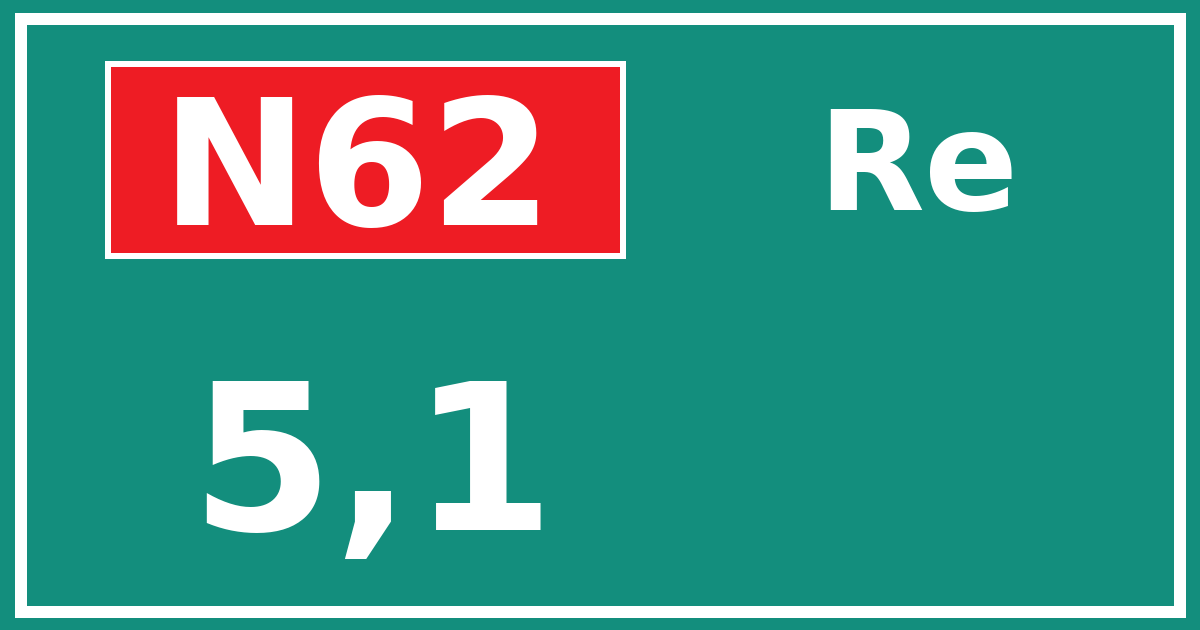 Hectometerbord N62 5,1 zijde Re