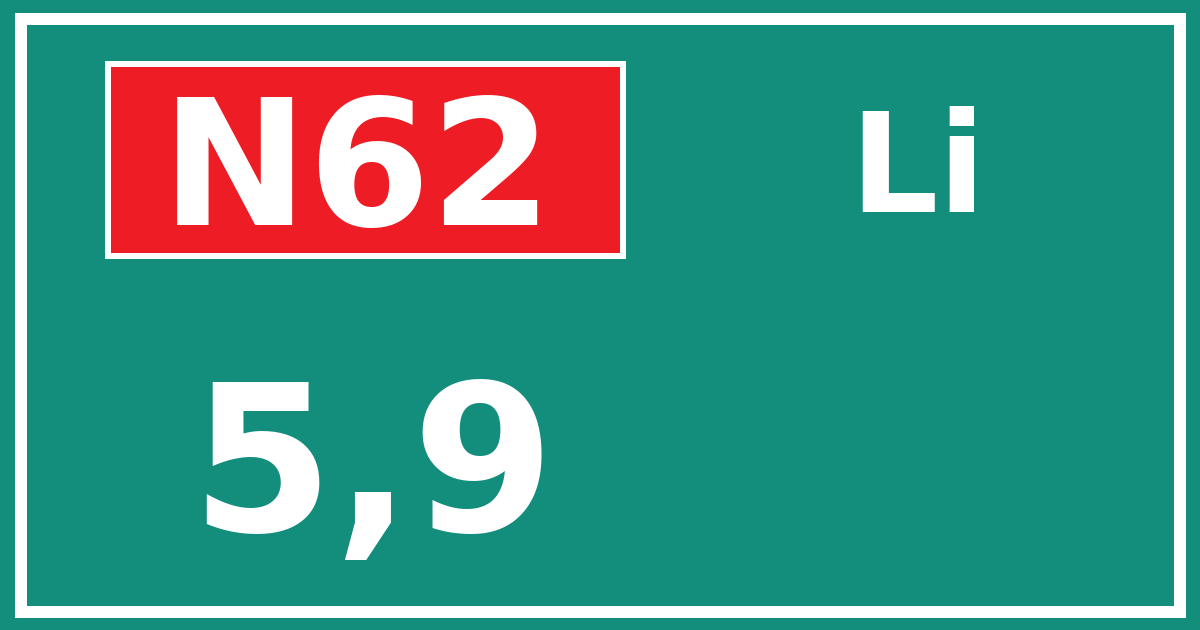 Hectometerbord N62 5,9 zijde Li