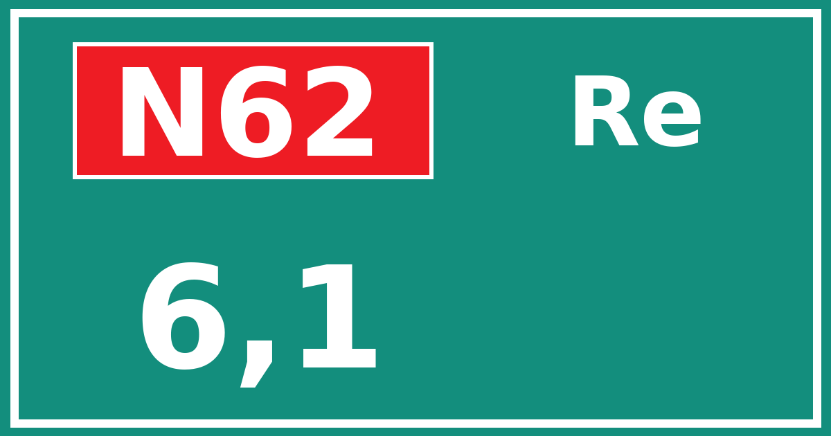 Hectometerbord N62 6,1 zijde Re