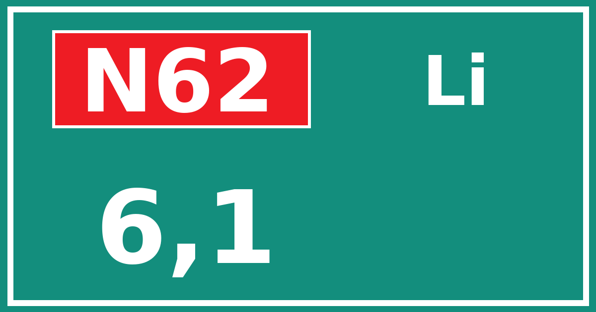 Hectometerbord N62 6,1 zijde Li