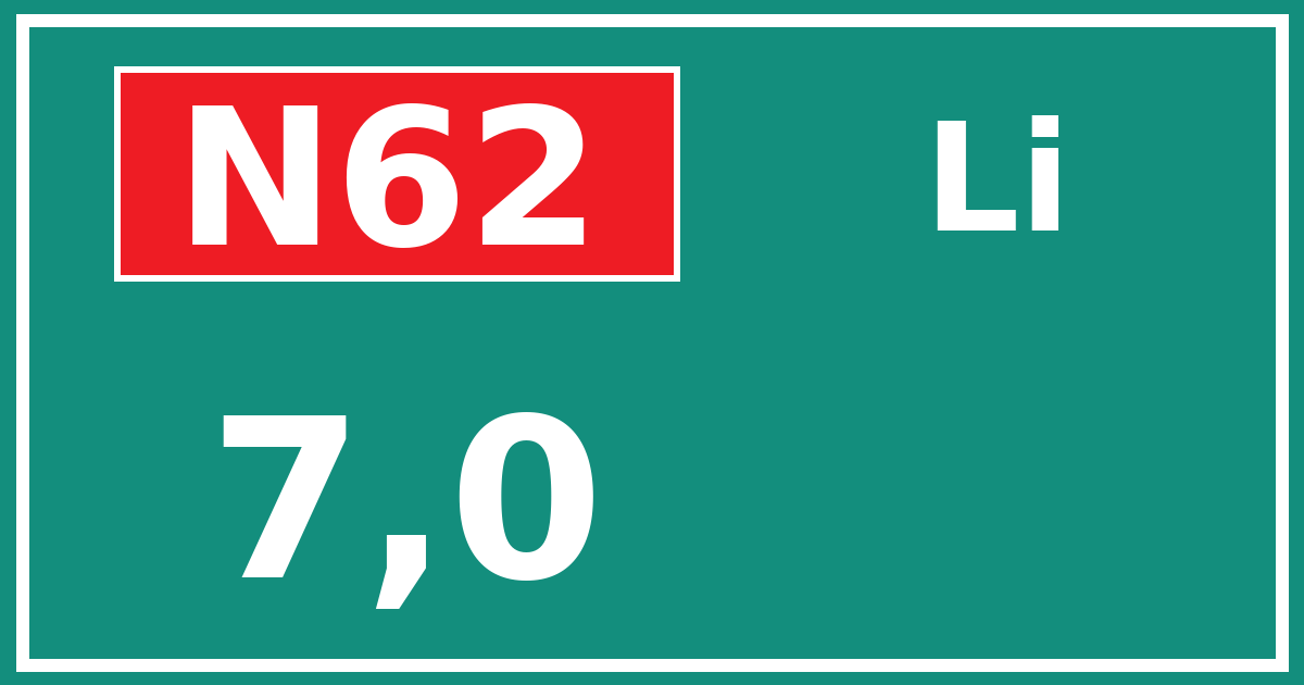 Hectometerbord N62 7,0 zijde Li