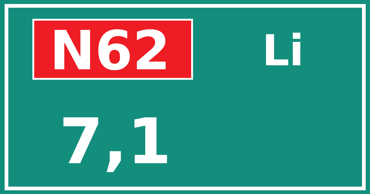 Hectometerbord N62 7,1 zijde Li