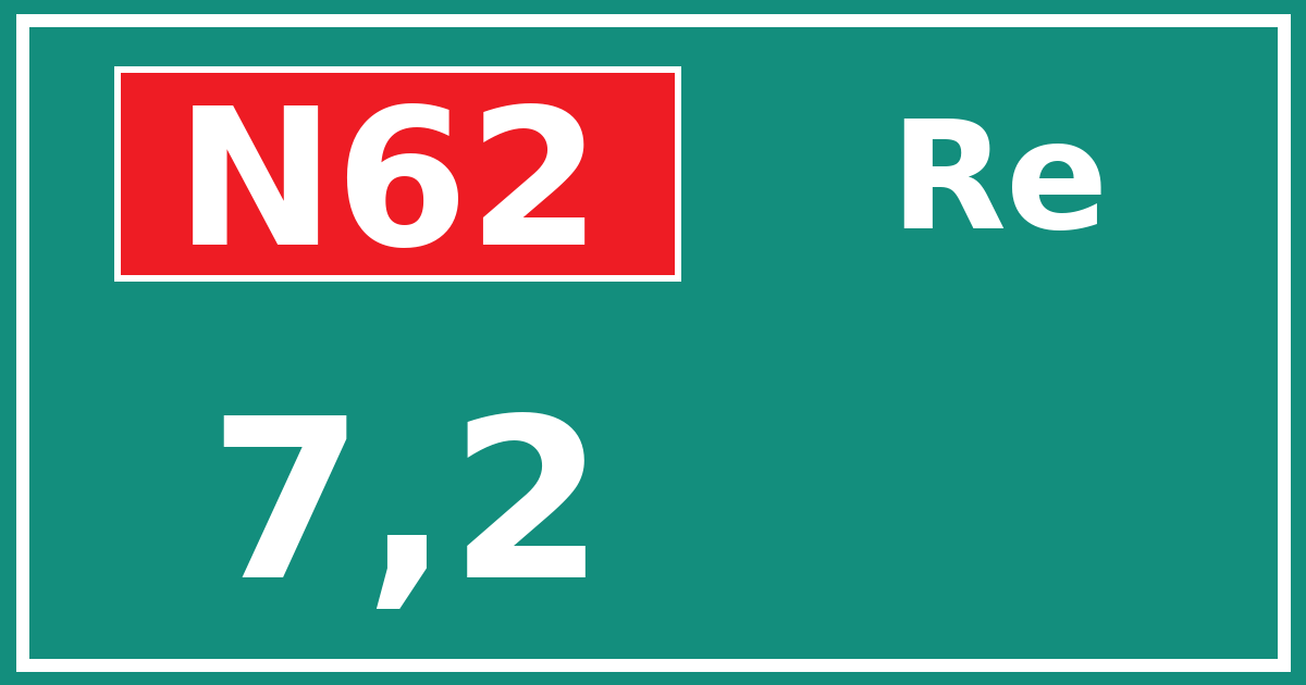 Hectometerbord N62 7,2 zijde Re