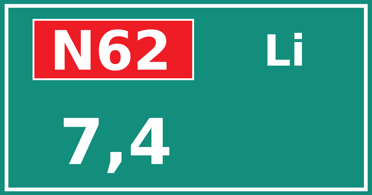 Hectometerbord N62 7,4 zijde Li